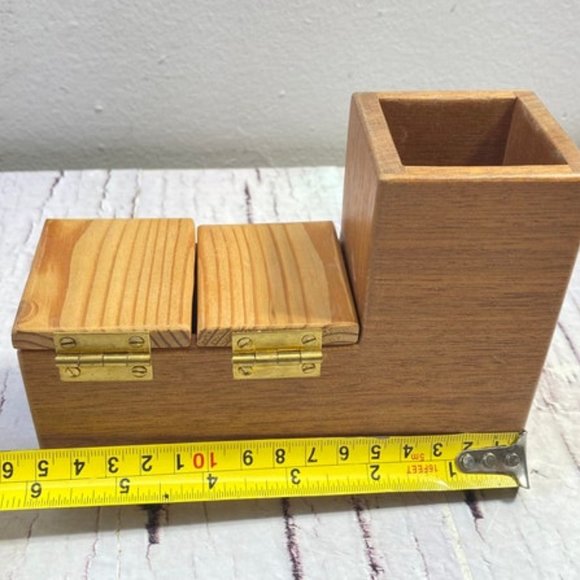 vintage Spoon and Fork holder, Kitchen Box, Spice Box, Wooden Spice Box, Three i - Picture 9 of 10